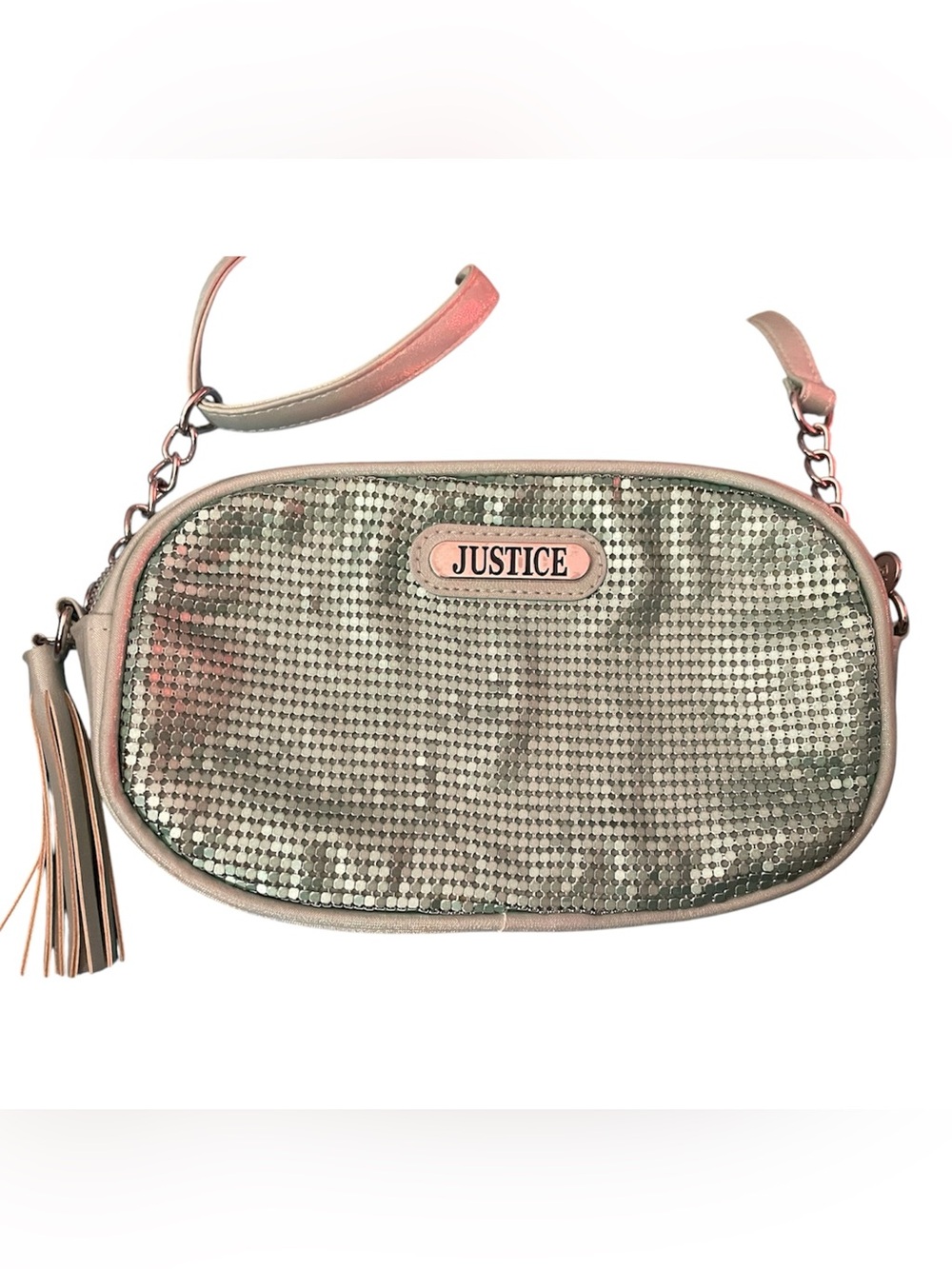 Justice Silver Sequin Crossbody Bag